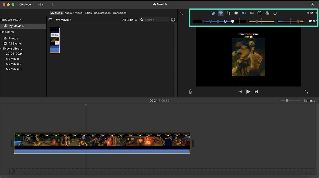 reset color correction panel