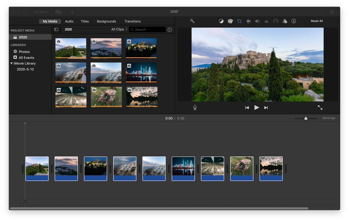 free video editing software for mac - iMovie editing interface