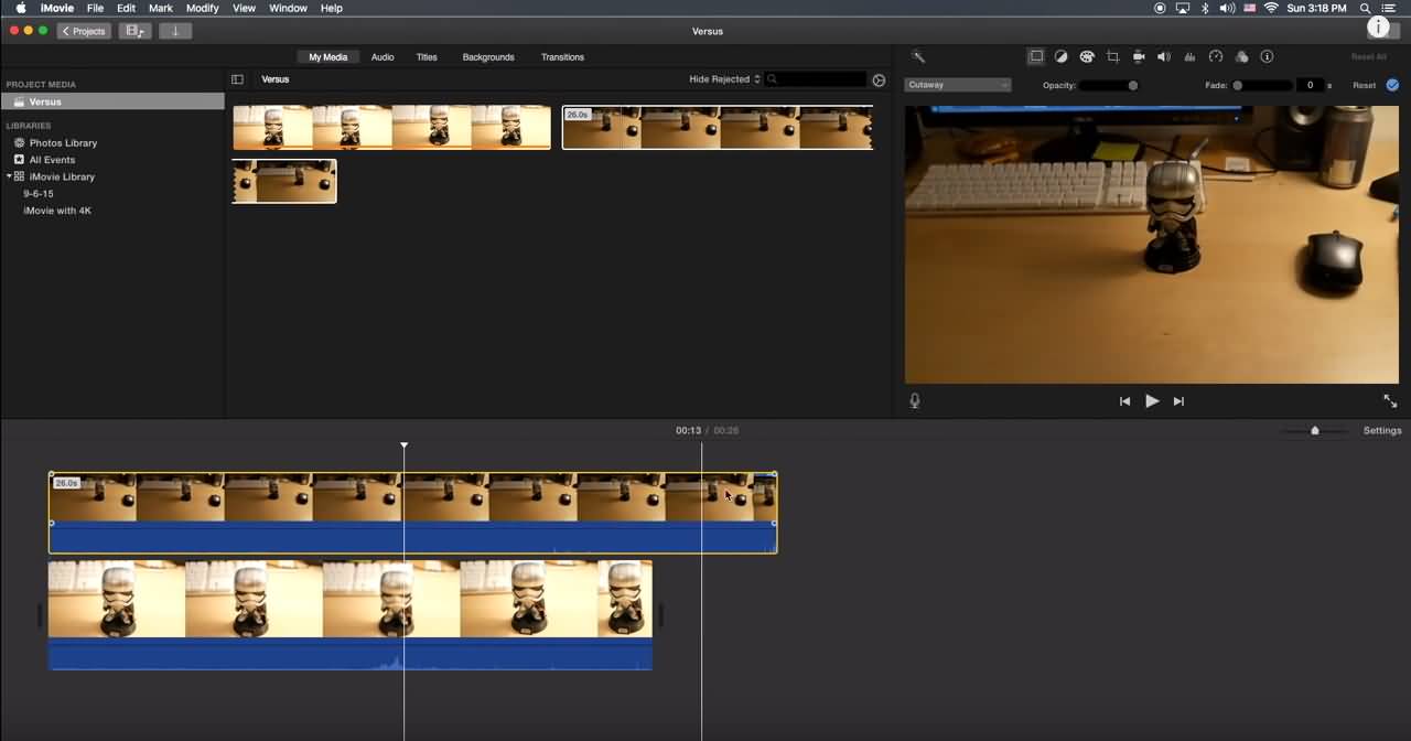 iMovie Side by Side Screen