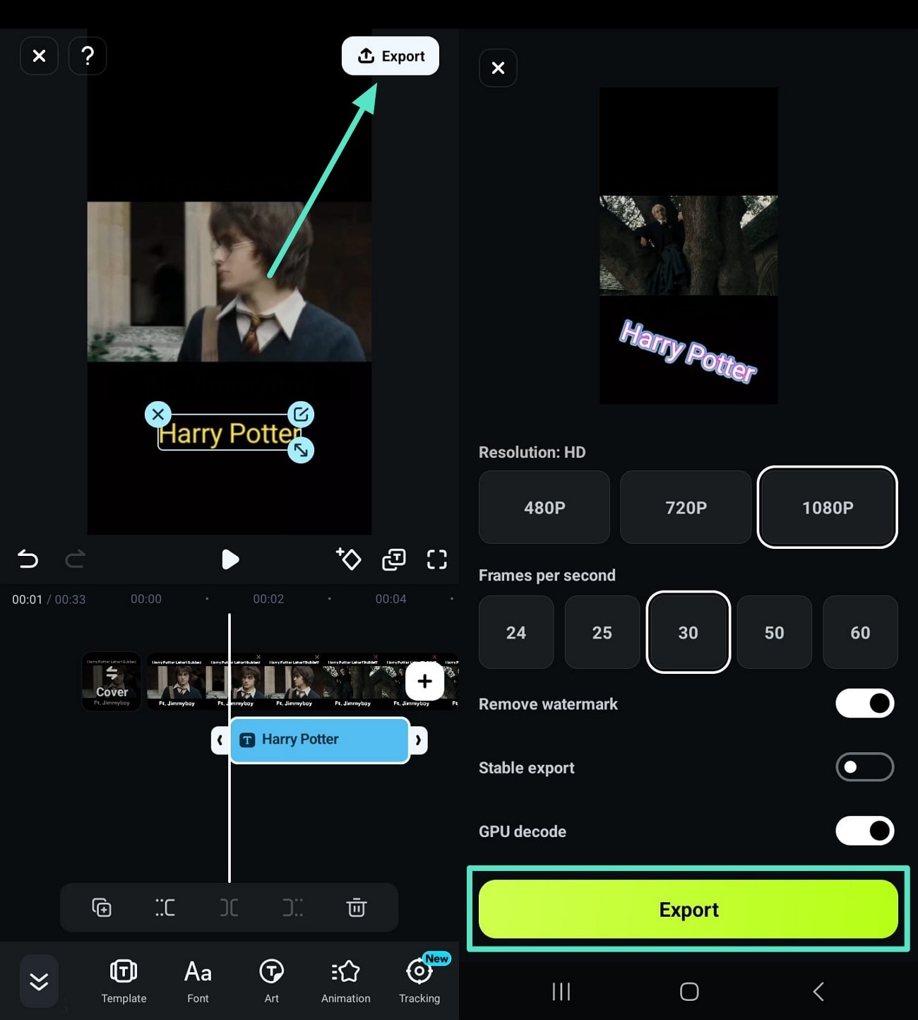 set file format and export video