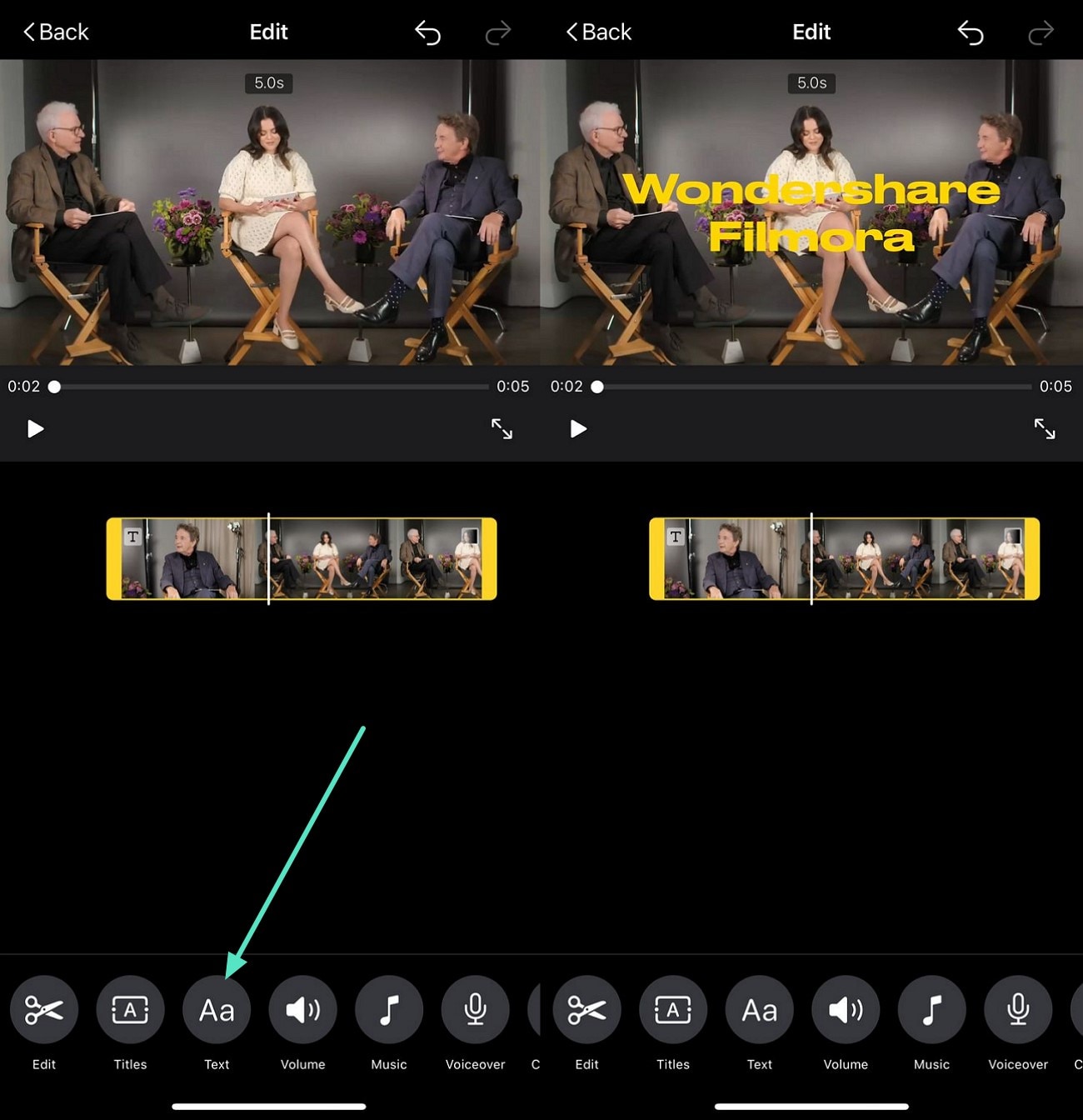 add text to vide at app