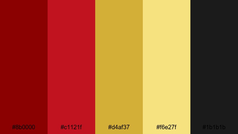 imperial gala lights gold red color palette with hex codes