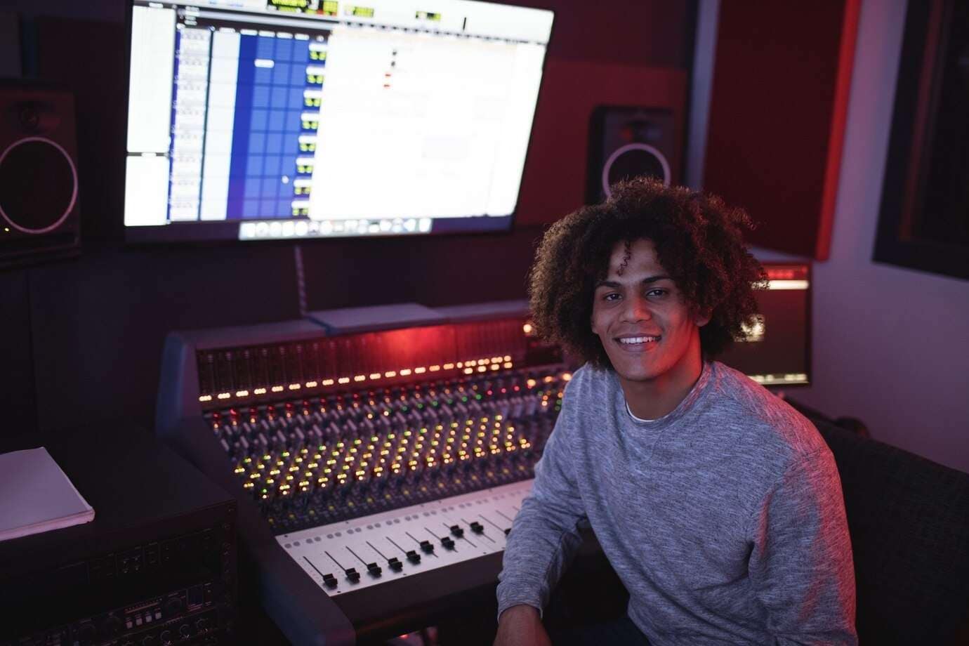 smiling male audio engineer