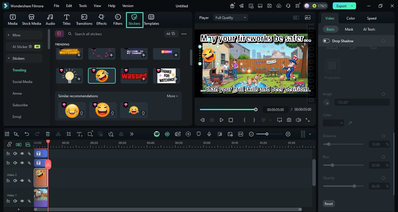 add sticker in meme filmora