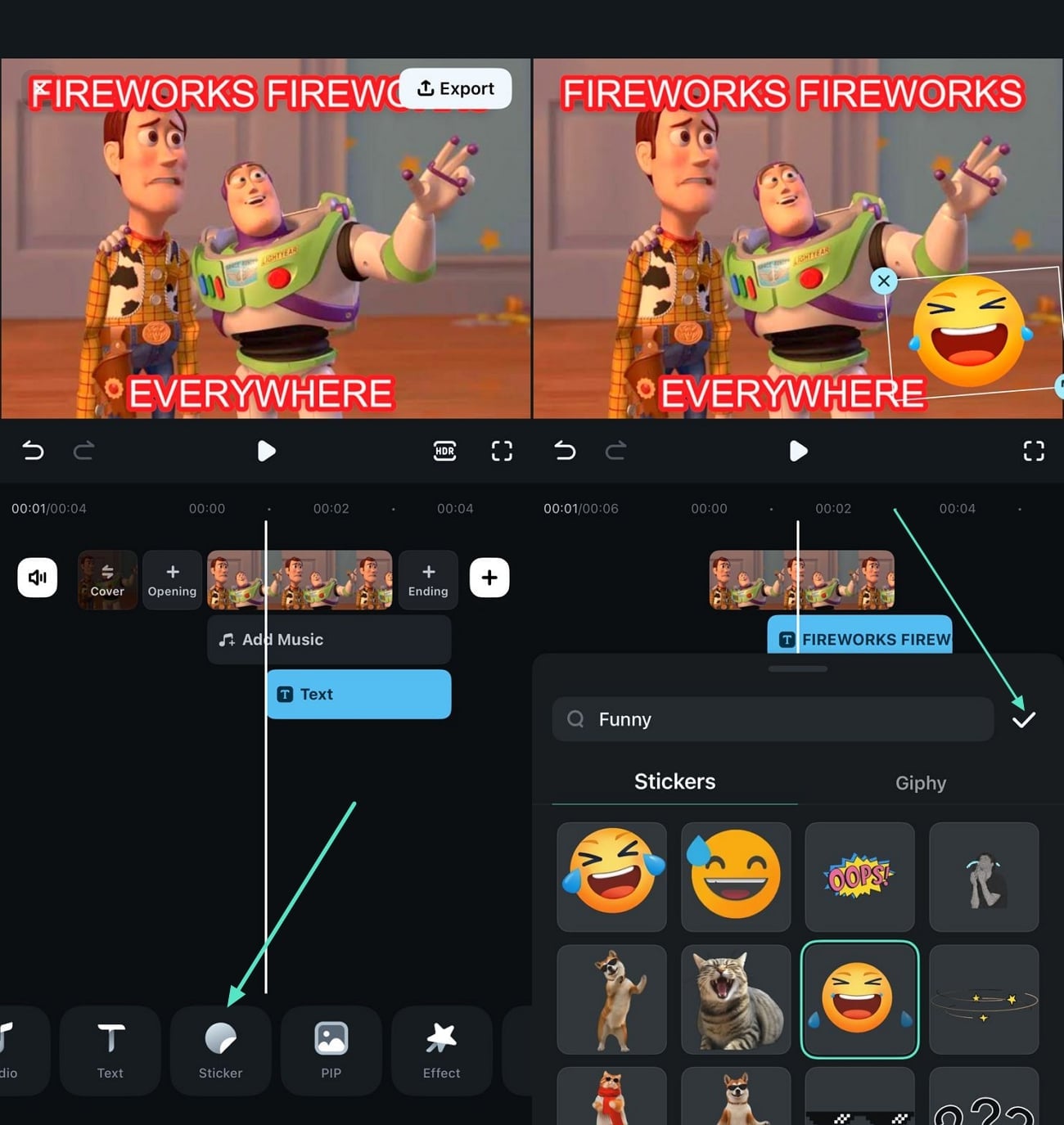 include stickers filmora app