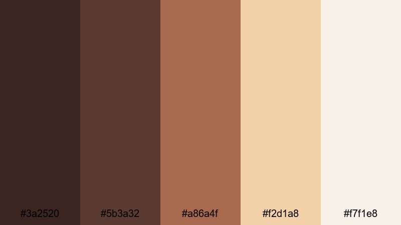 indie cafe evening dark brown color palette with hex codes