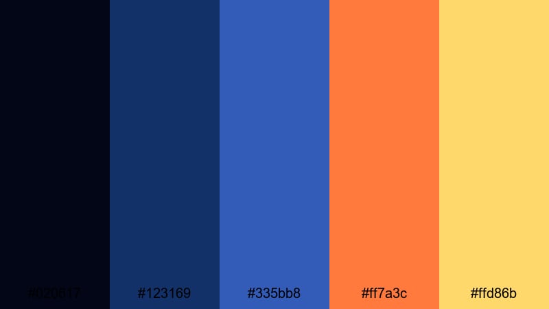 indie festival night cobalt color palette with hex codes