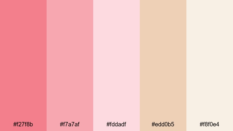 indie romance frames pastel red color palette with hex codes