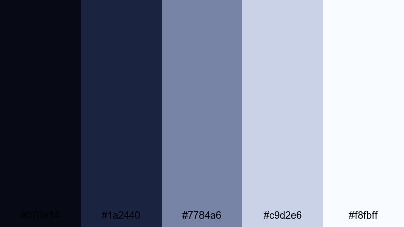 indigo dawn haze arabian nights color palette with hex codes