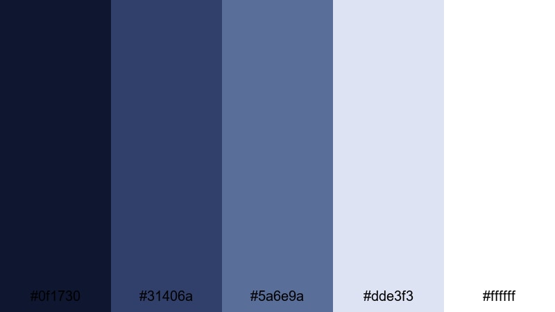 indigo porcelain calm indigo color palette with hex codes