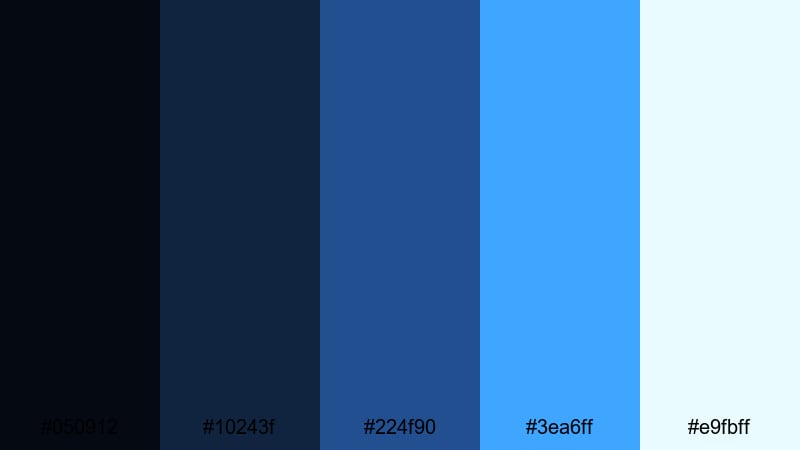 indigo tech glow indigo color palette with hex codes