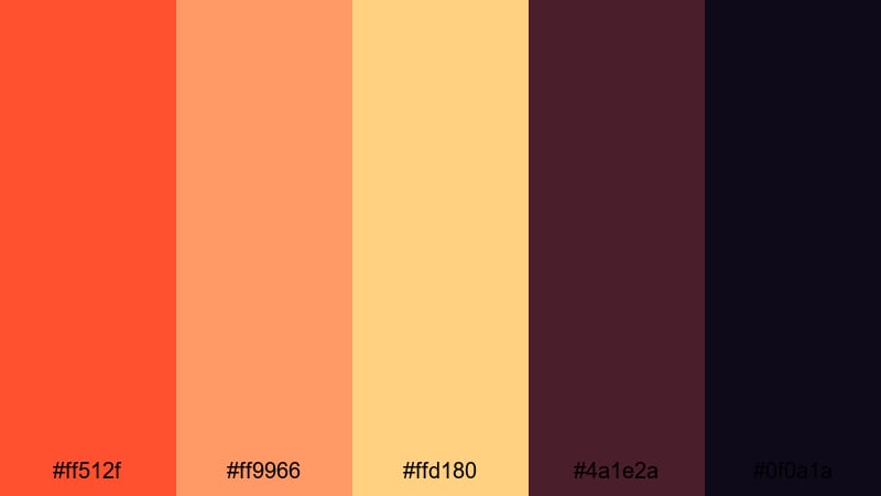 inferno spotlight punch lava color palette with hex codes