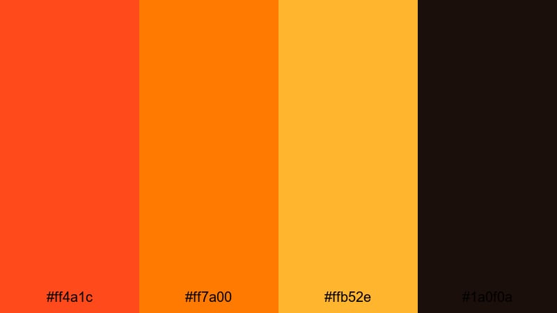 inferno title burst flame color palette with hex codes