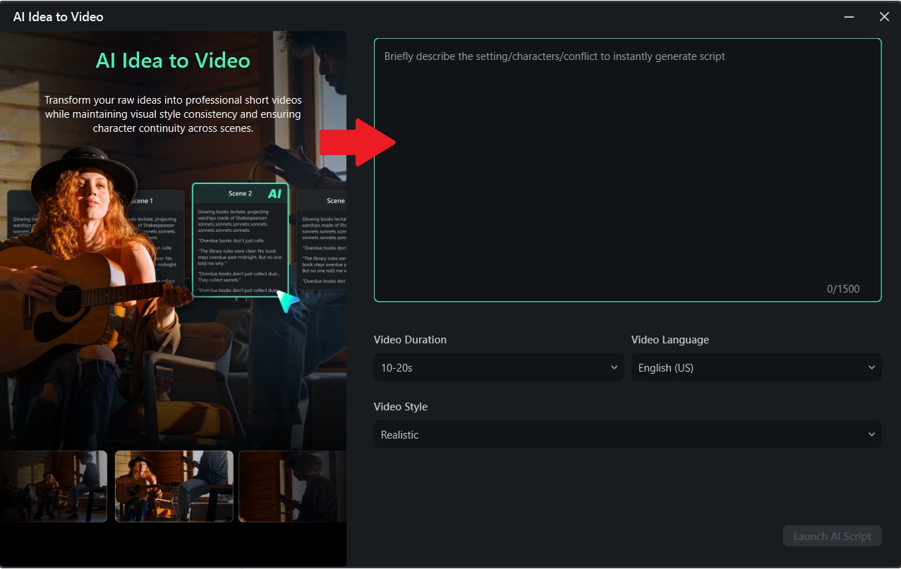 enter your concept to ai idea