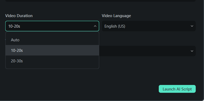 select duration and video language