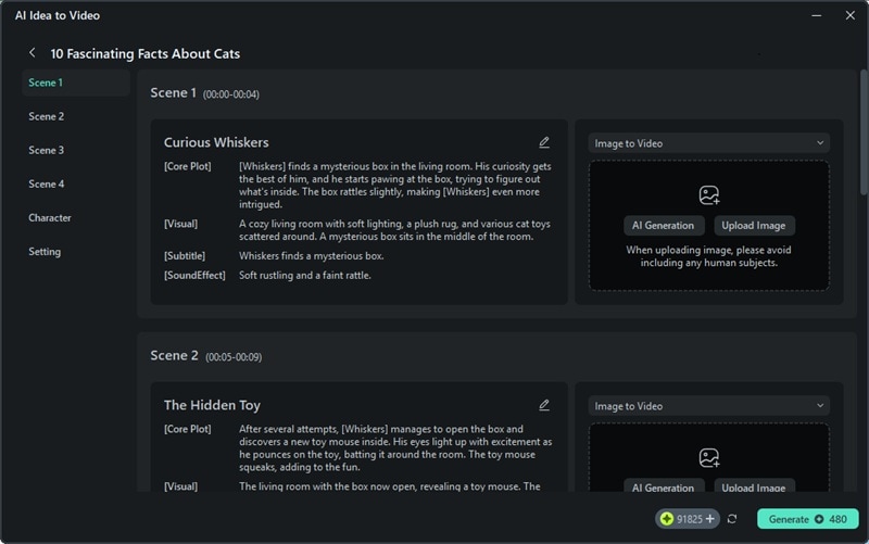 review and refine the generated scenes