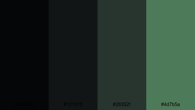 ink and ivy minimal black green color palette with hex codes