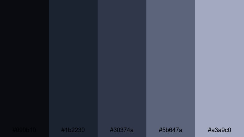 ink bottle midnight dark academia color palette with hex codes