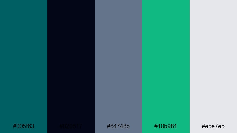 inkstone teal noir dark turquoise color palette with hex codes