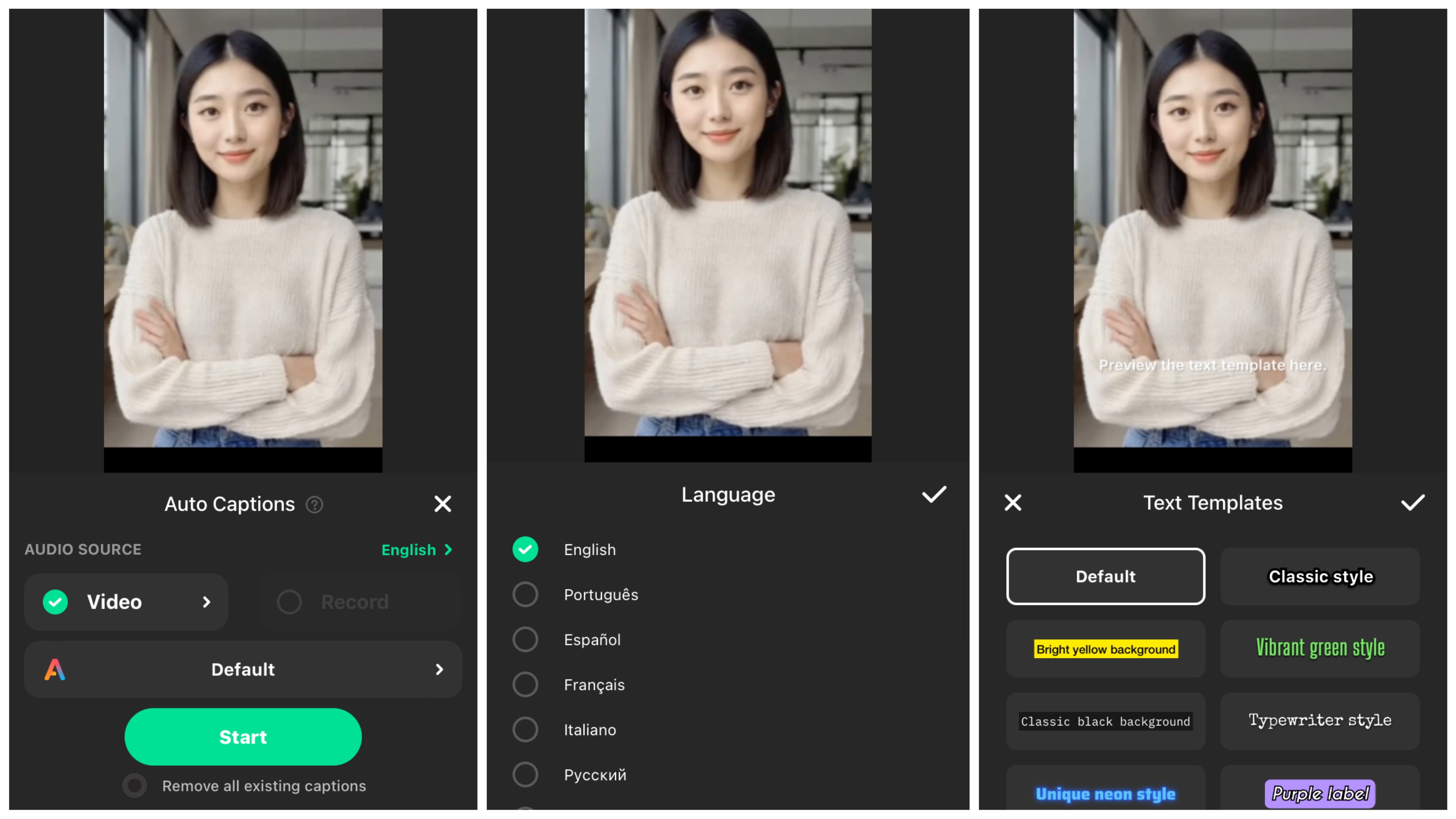 generate auto captions inshot