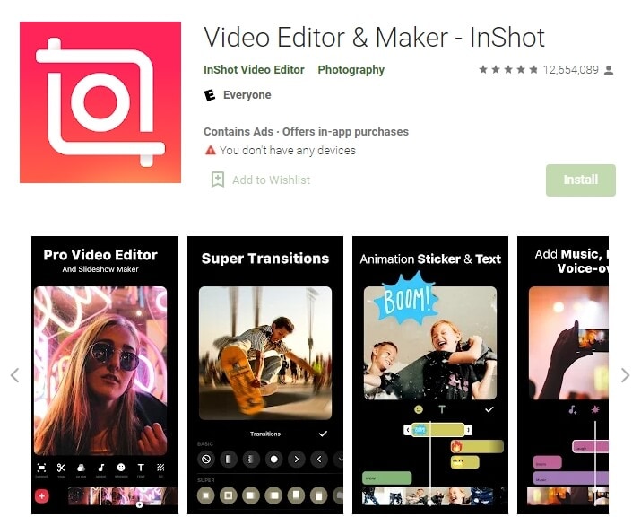 inshot videobewerker voor Android