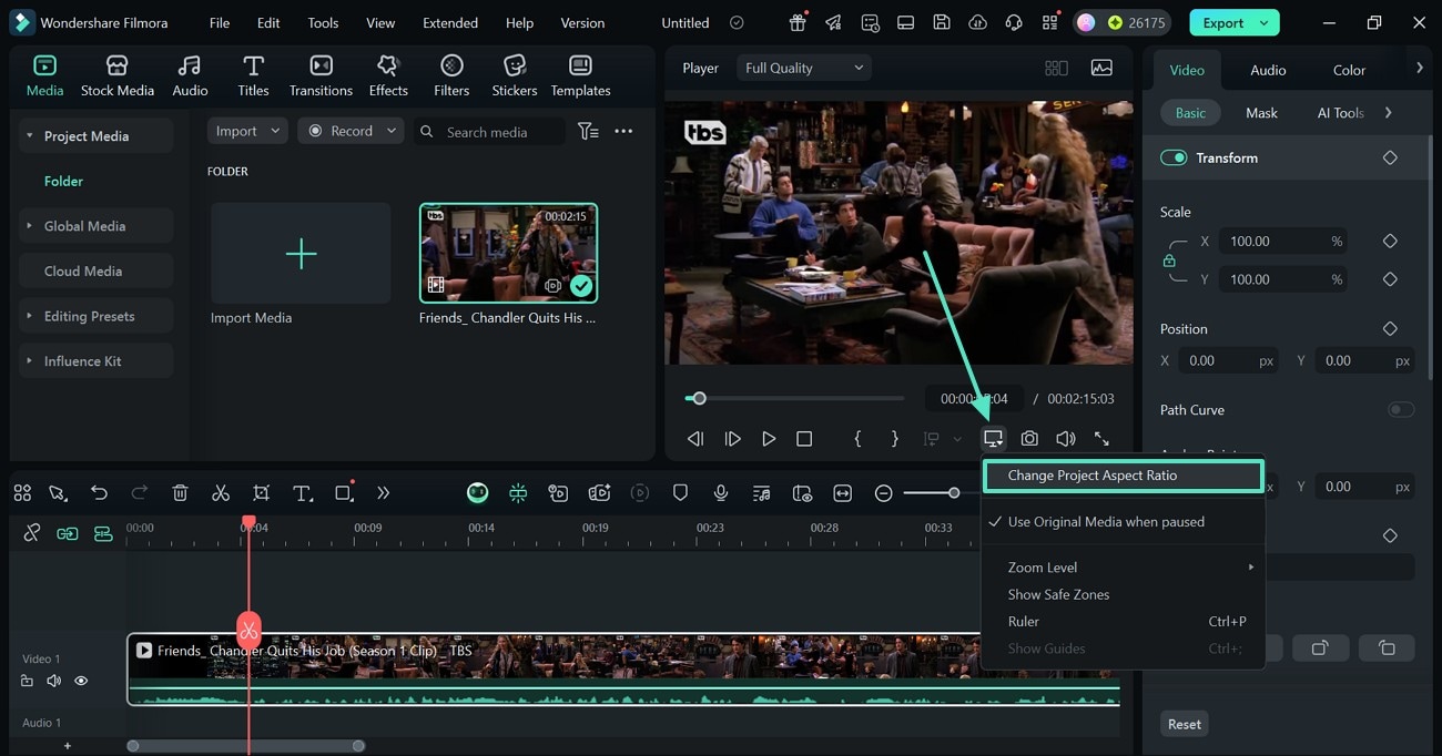 change project aspect ratio