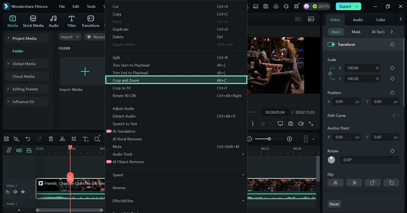 select crop and zoom
