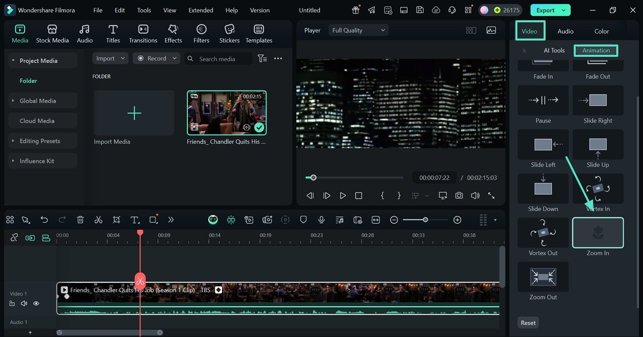 apply a zoom in animation effect