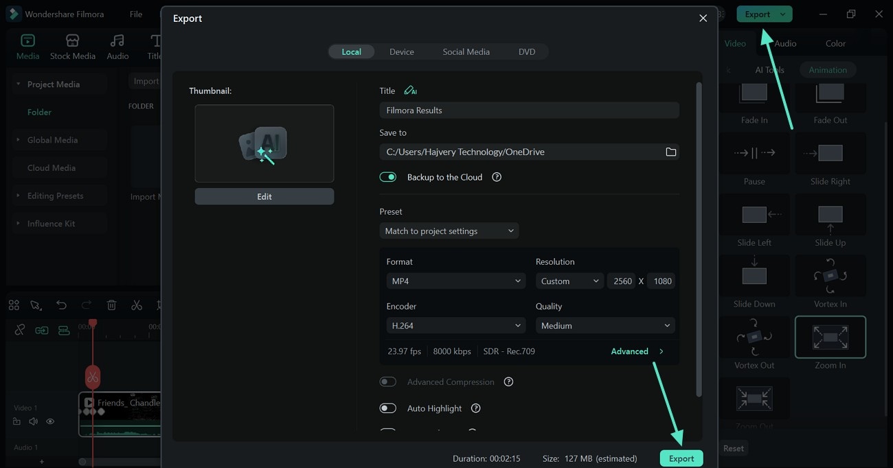 export the zoomed video