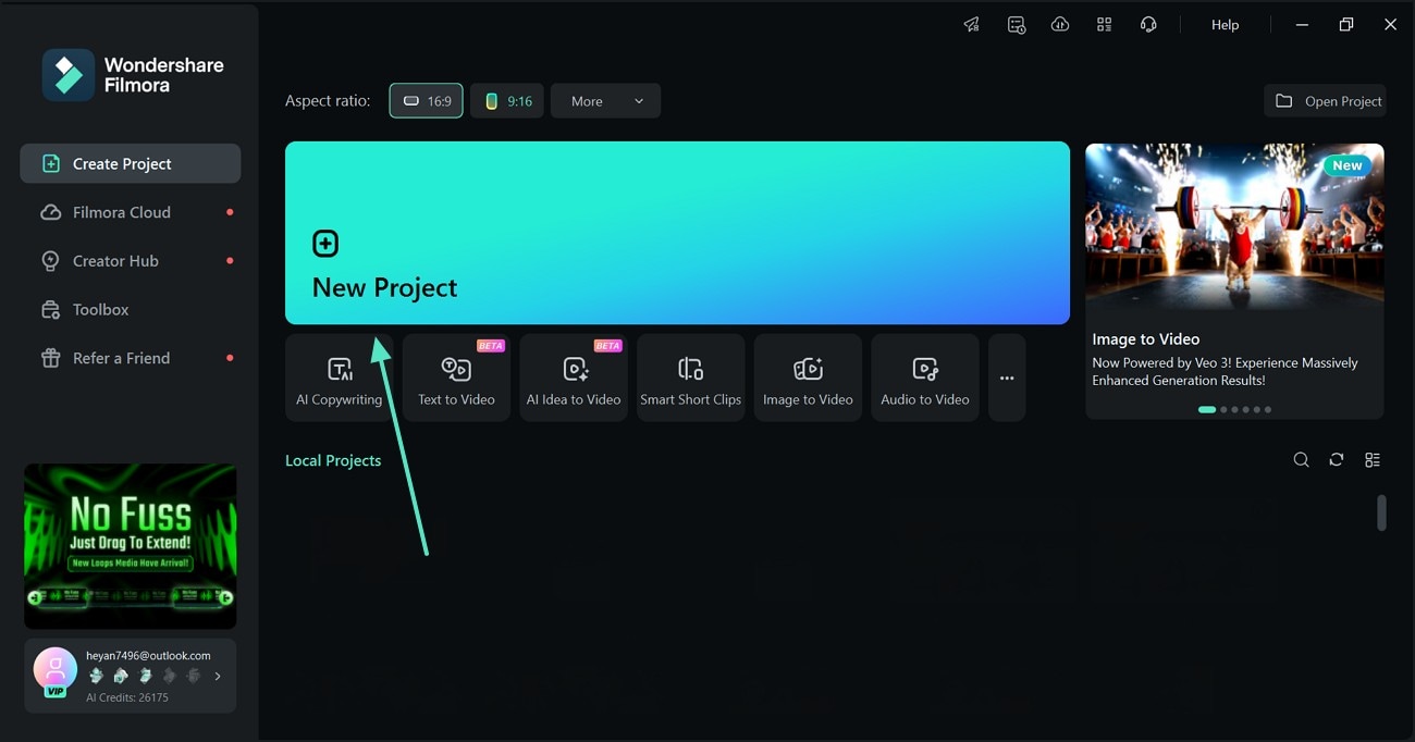 click new project filmora