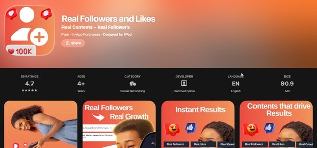 real followers and likes android