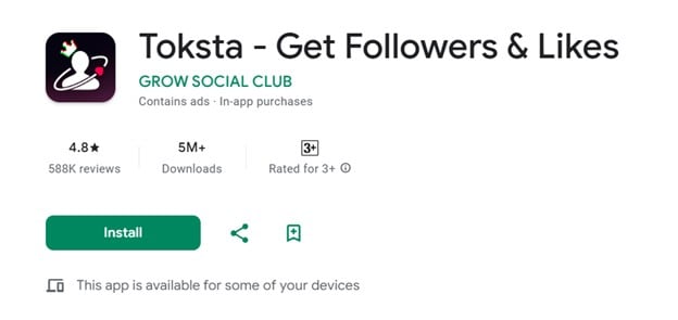 toksta play store page