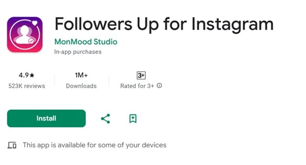 followers up play store page