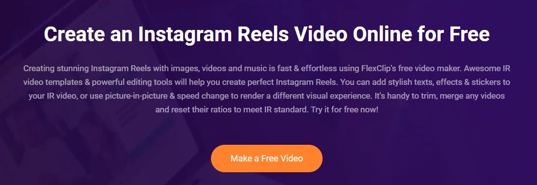 make instagram reel videos online free with flexclip