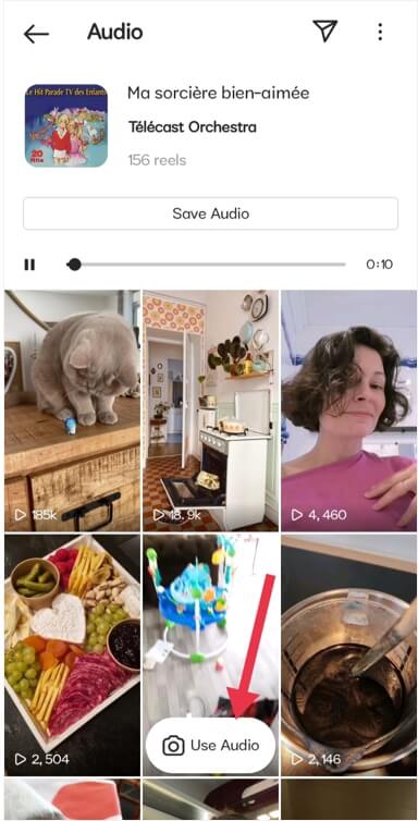 les reels instagram utilisent l'audio des autres