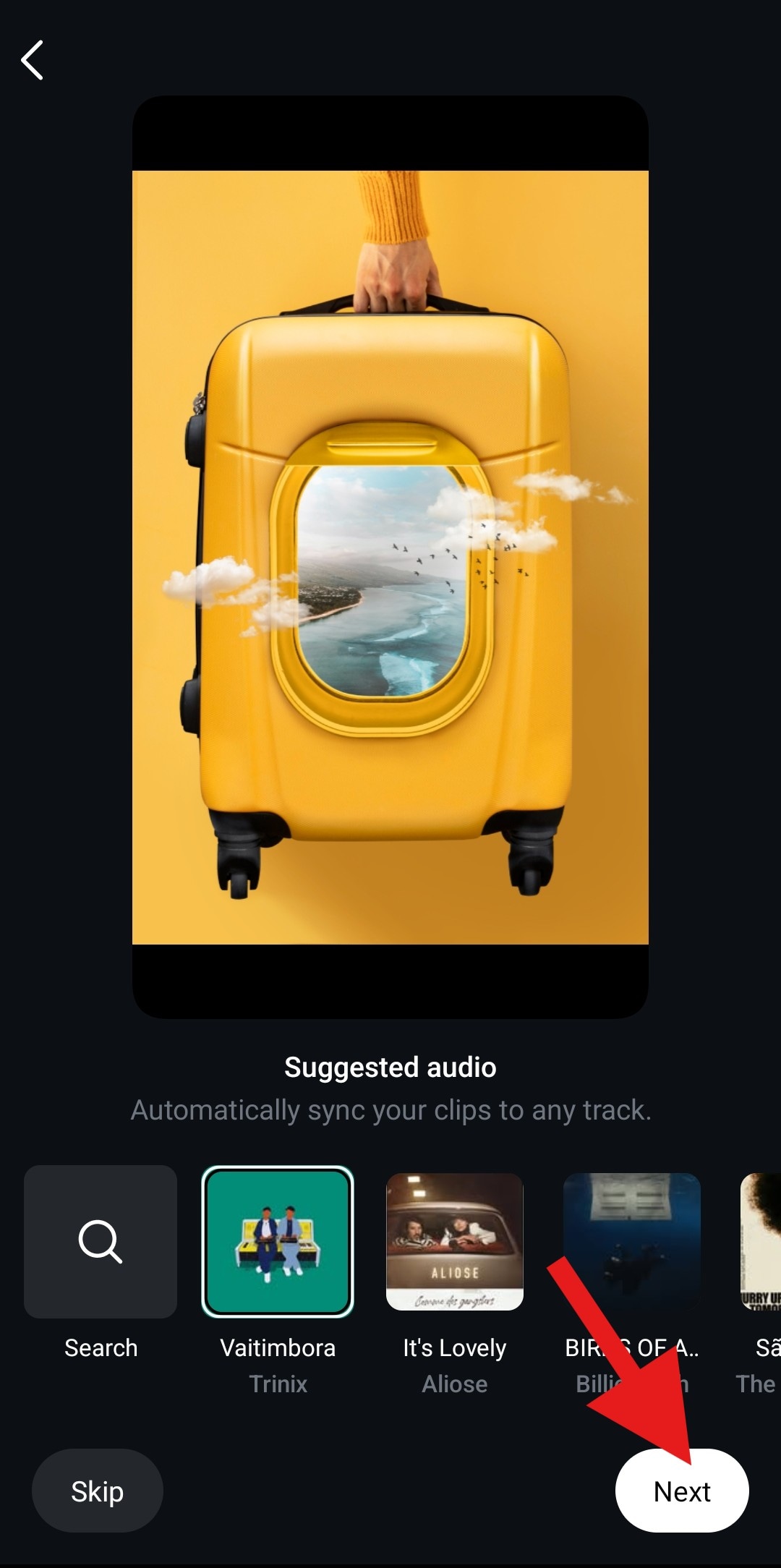review instagram reel slideshow tap next