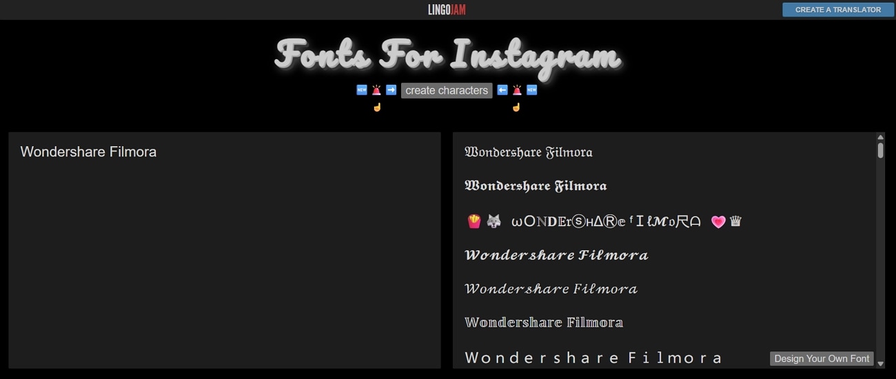 lingojam fonts for instagram