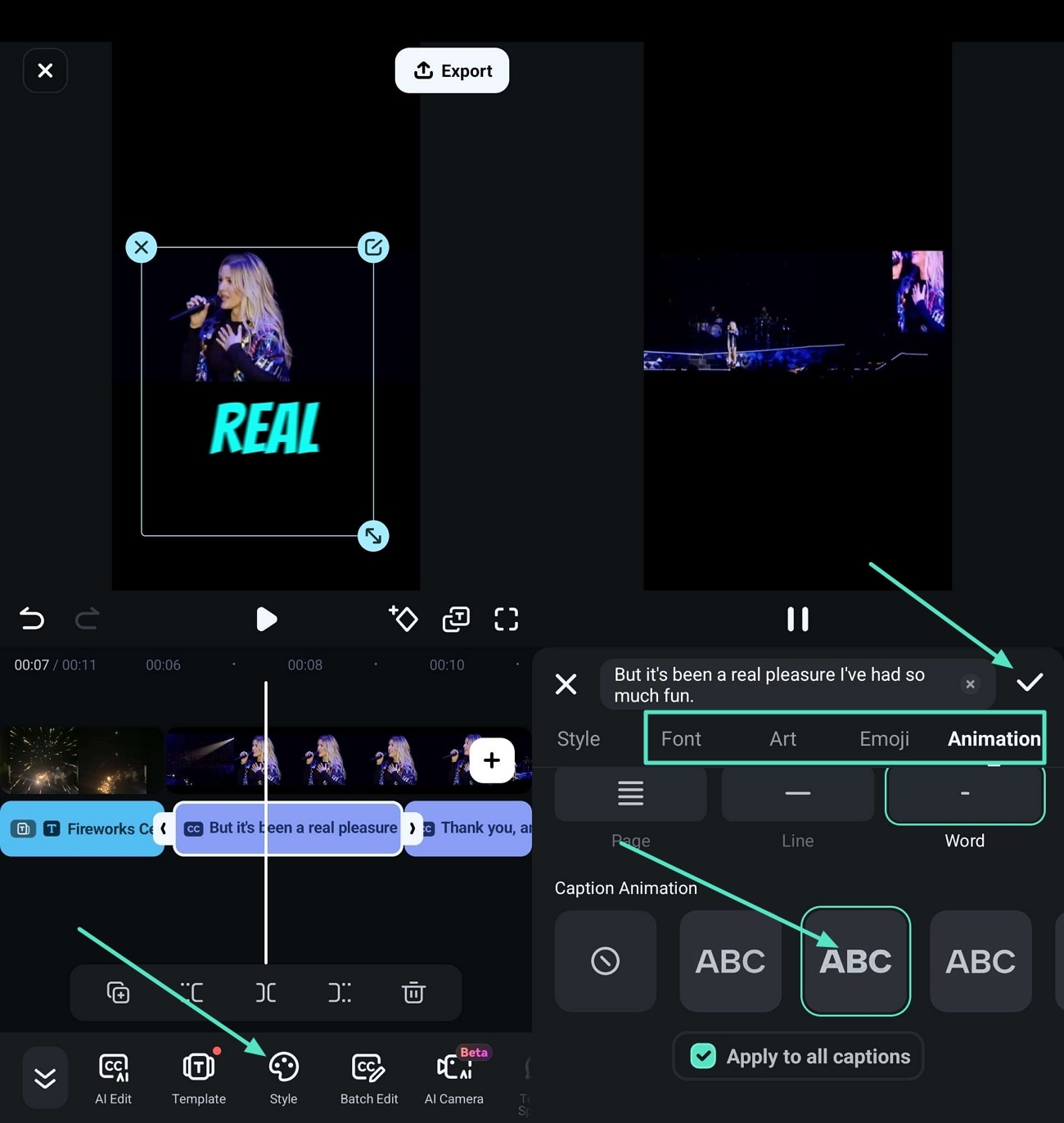 change style and animation font