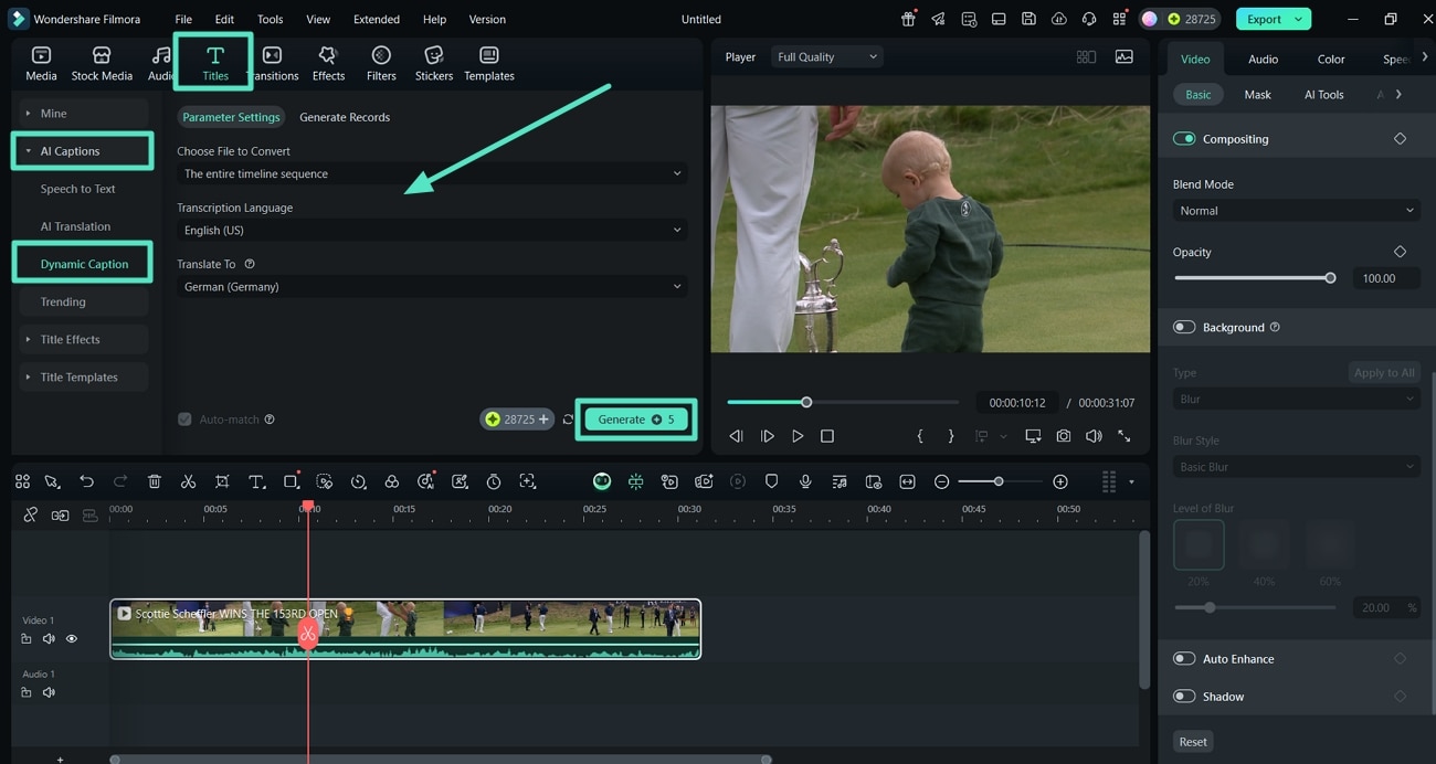 generate ai dynamic captions