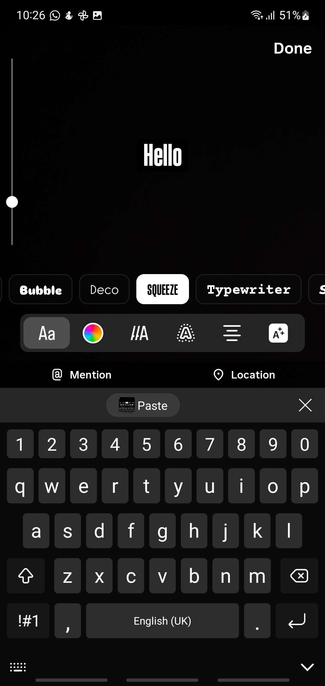 squeeze instagram story font