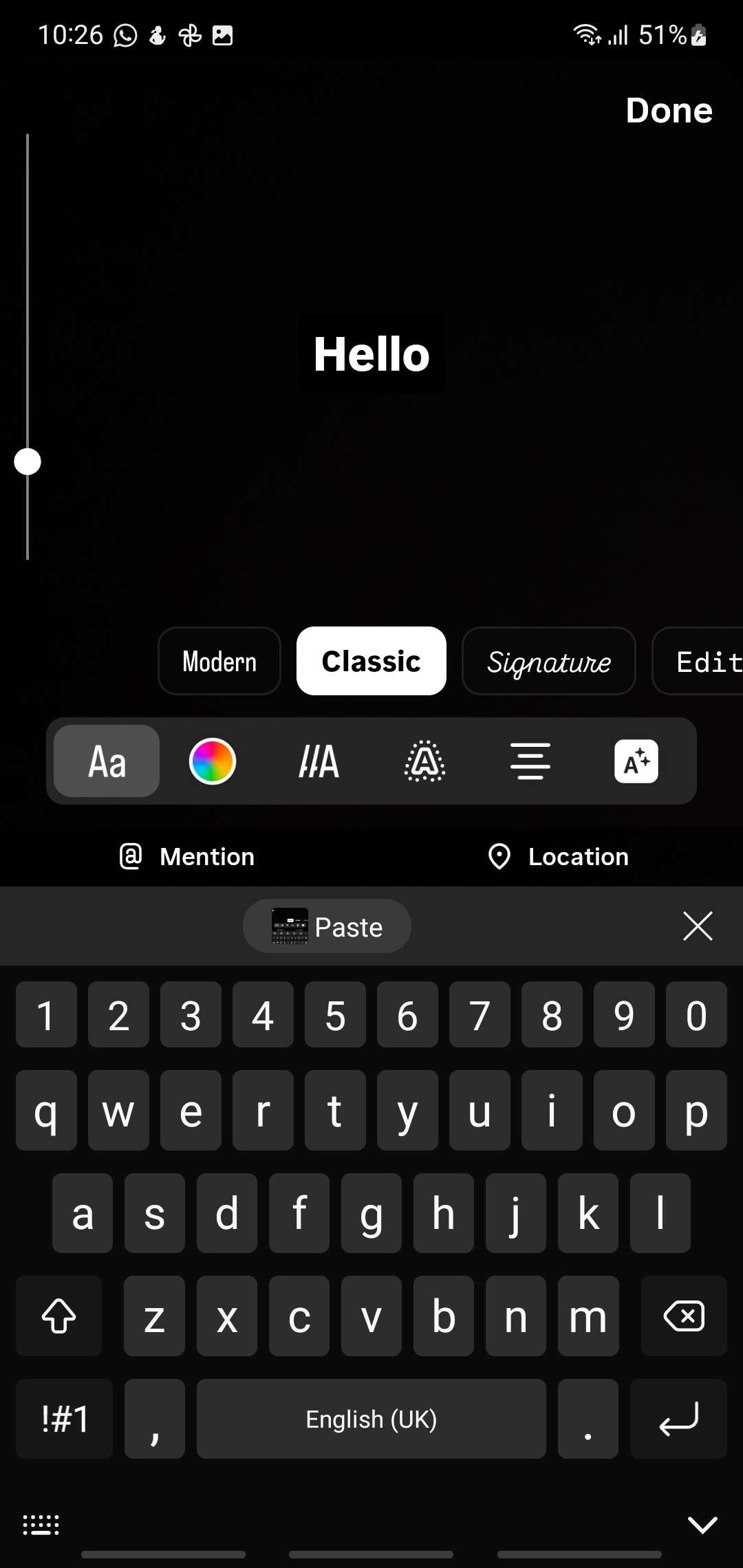 classic instagram font style story