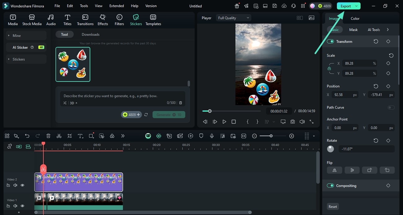 modify sticker and export