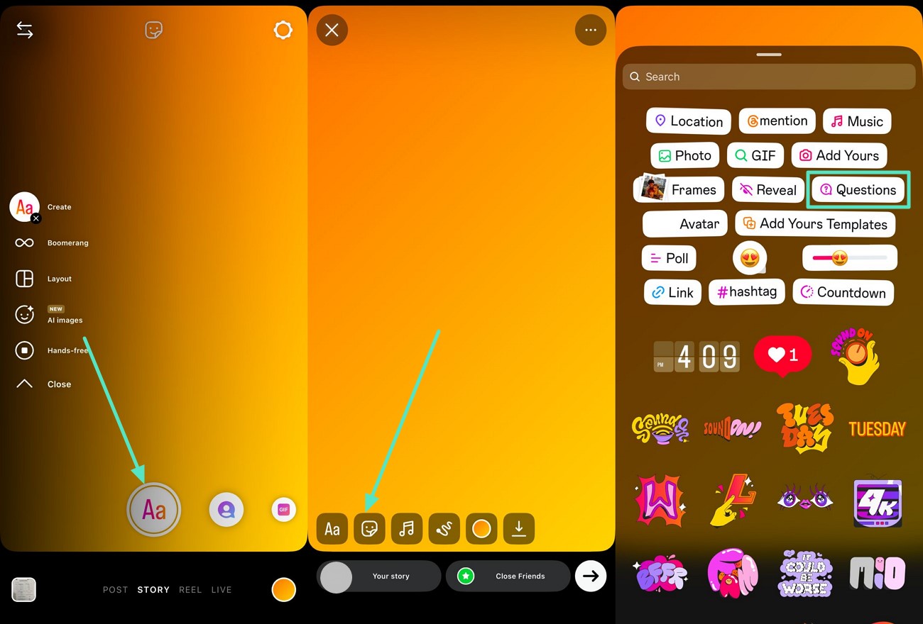 enter instagram create mode