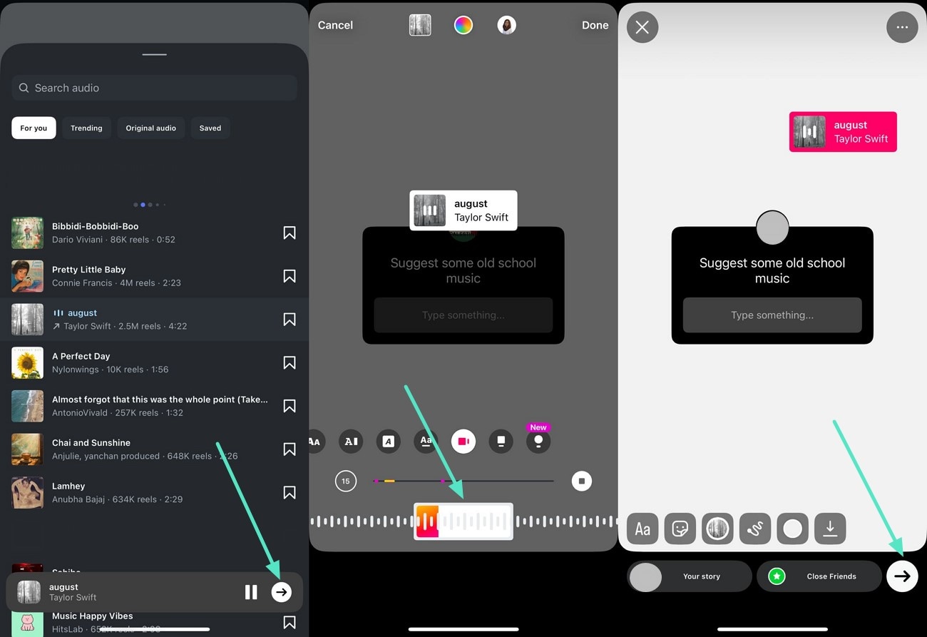 customize music and send story