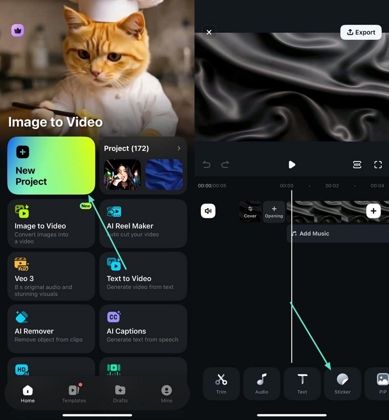 create new project filmora app