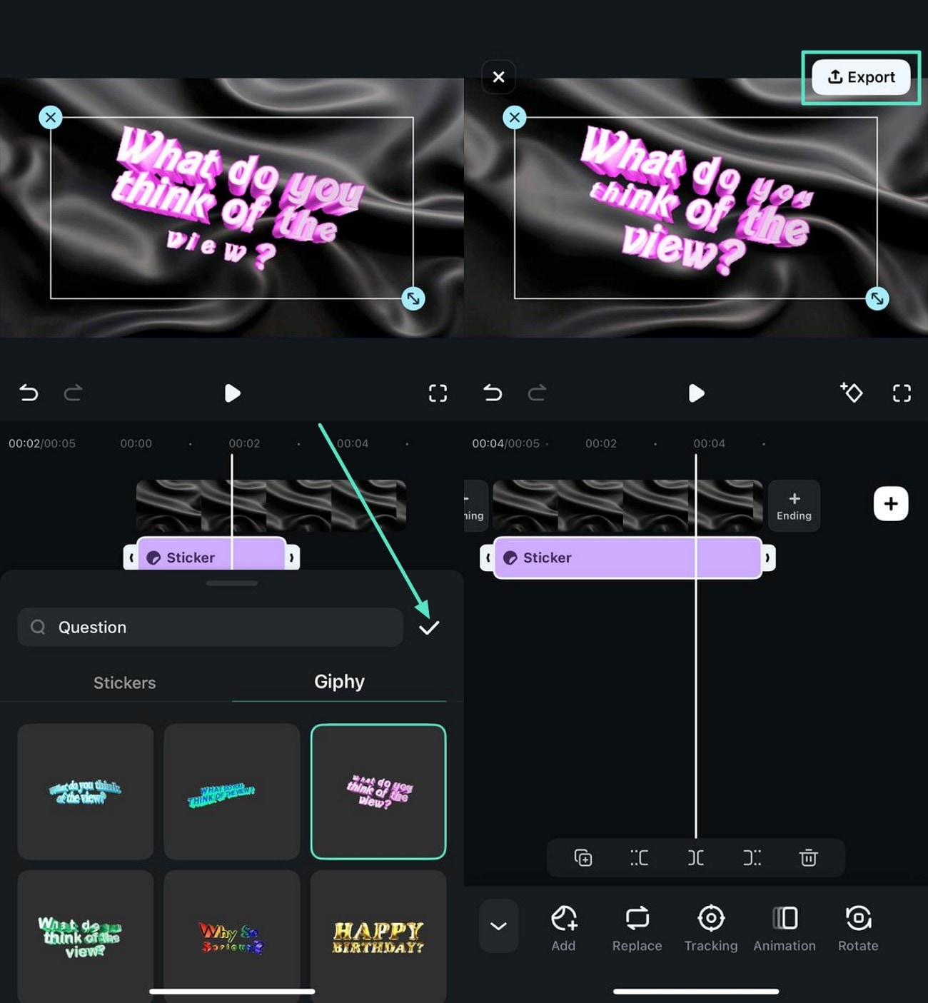 app selected sticker