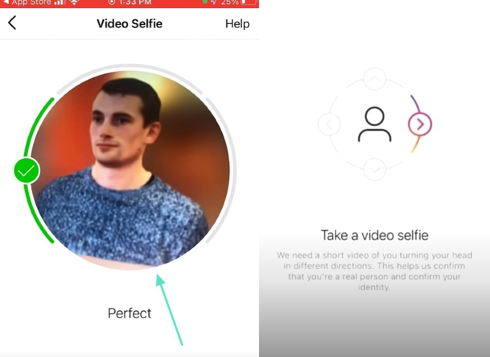 take a video selfie for verification