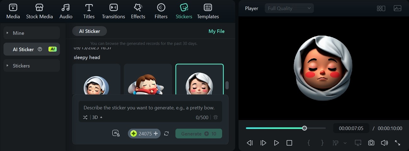 ai sticker generator filmora