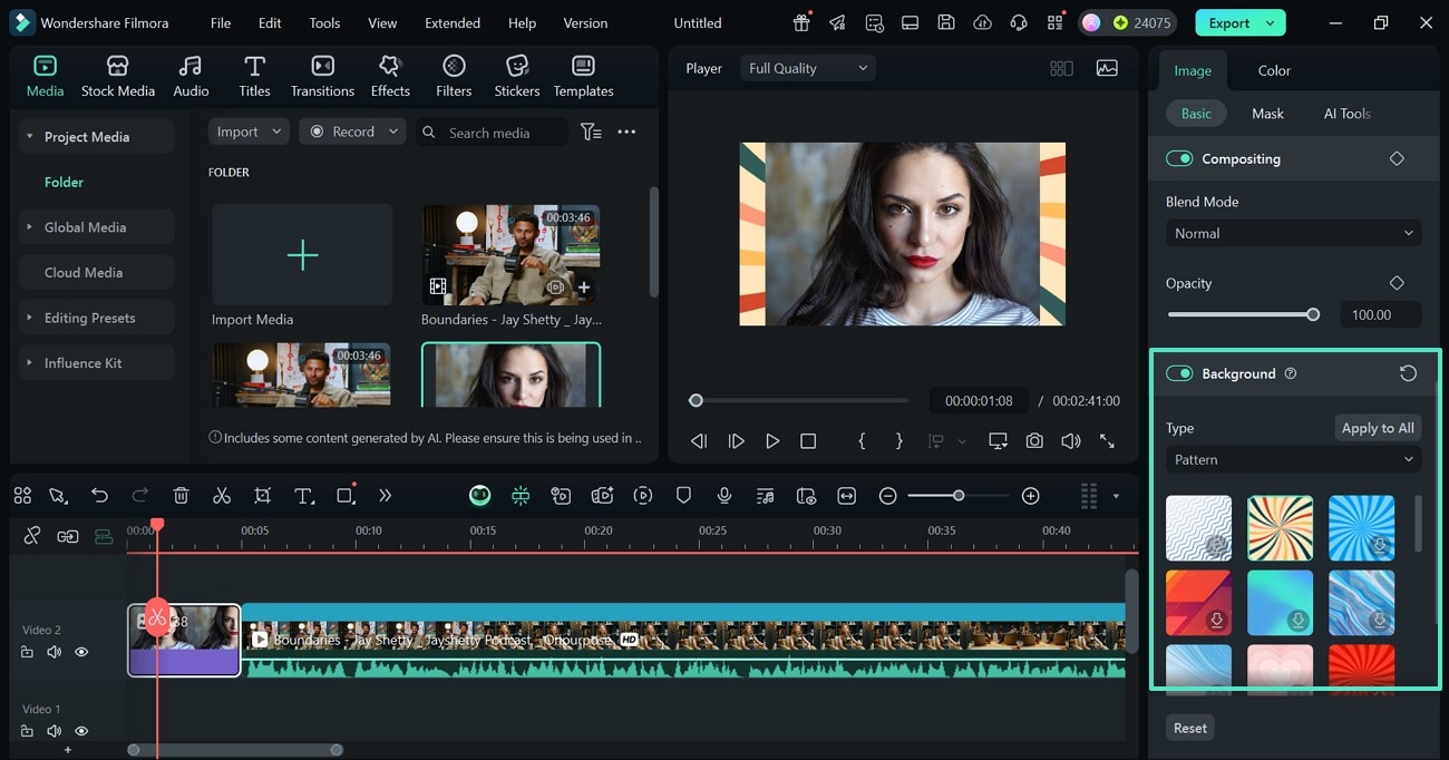 background removing feature filmora