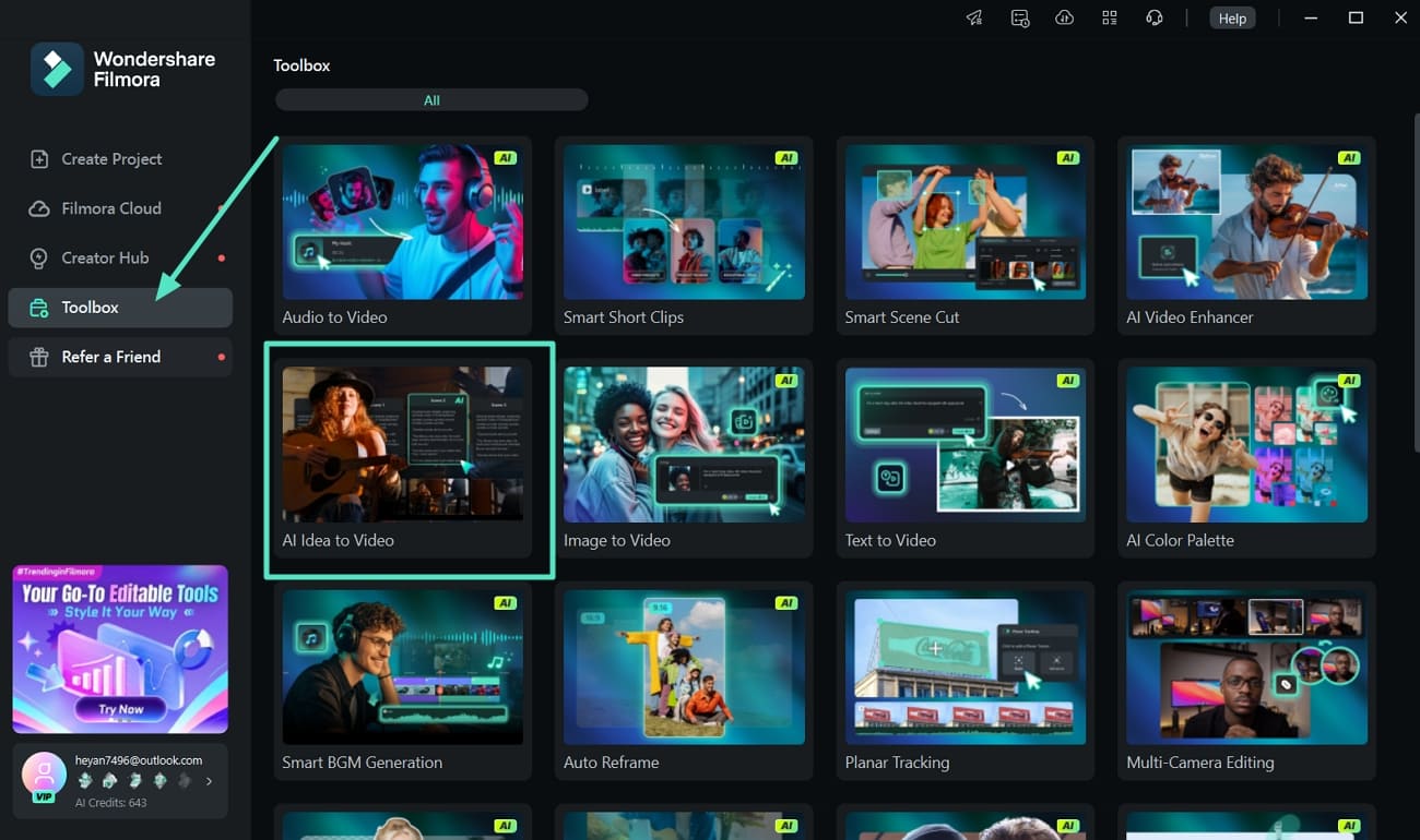 locate ai idea to video tool